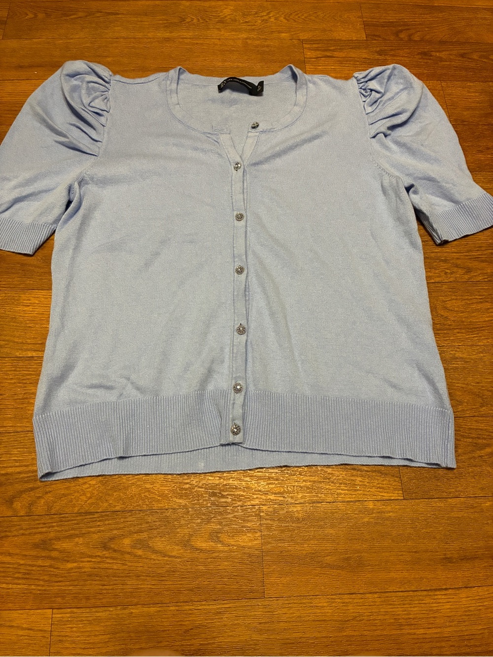 Women’s NY & Company Light Blue Puff Sleeve Button-Front Top Size XL